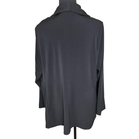 Susan Graver Petite Solid LK Fusion Revere Collar Blazer NWOT BLACK SIZE LP - Picture 3 of 7